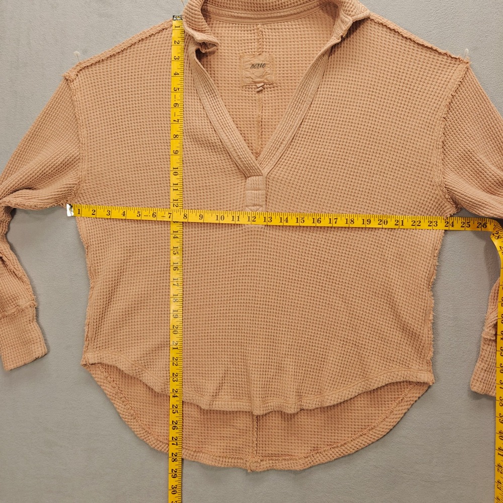 Aerie Oversized Waffle Knit Pullover V-Neck Long Sleeve Womens S‎ Granola Hiking - Picture 7 of 9